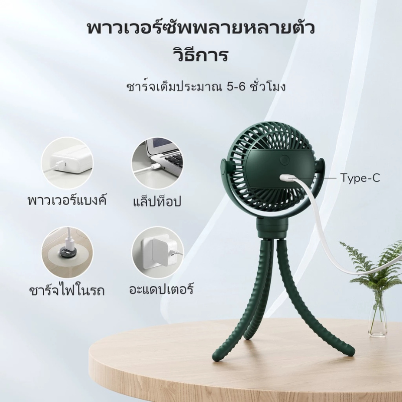 Jisulife พัดลมมือถือ พัดลมติดรถเข็น พัดลมชาร์จไฟพกพา พัดลมพกพา พัดลม