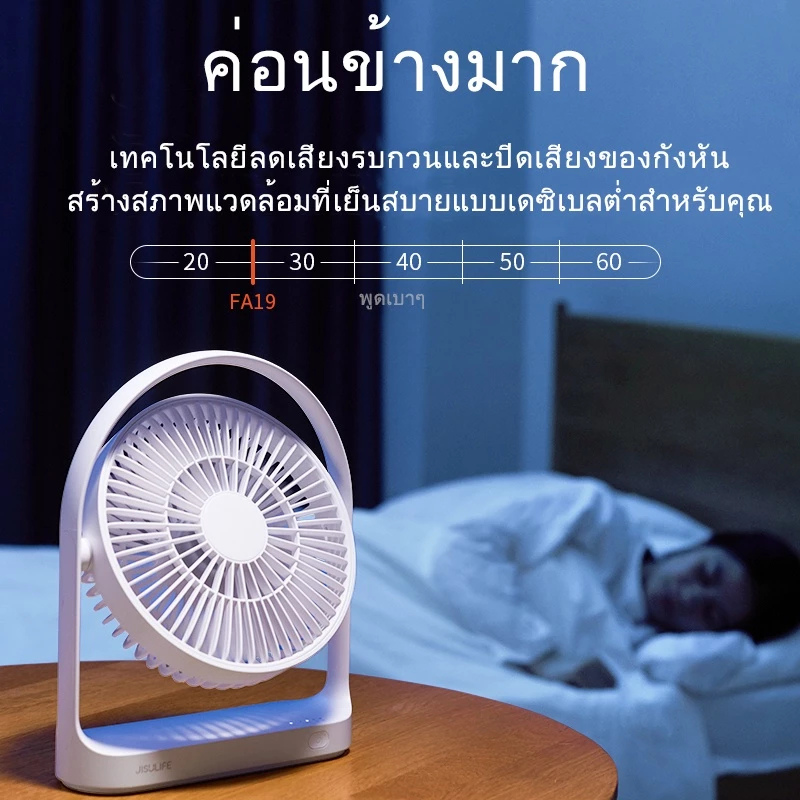 Jisulife พัดลมตั้งโต๊ะ พัดลมไร้สายพกพา พัดลมชาร์จไฟคูลลิ่ง พัดลมพกพา พัดลม