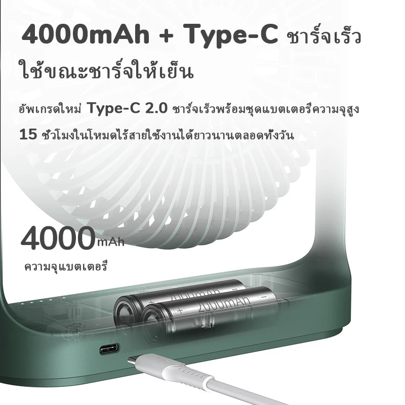 Jisulife พัดลมตั้งโต๊ะ พัดลมไร้สายพกพา พัดลมชาร์จไฟคูลลิ่ง พัดลมพกพา พัดลม