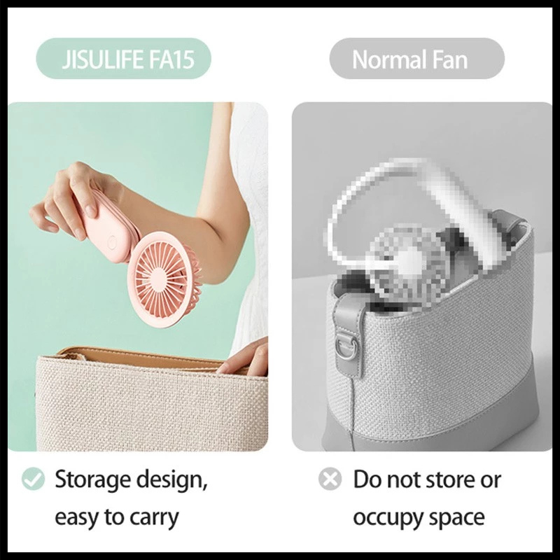 Jisulife พัดลมชาร์จไฟมินิ พัดลมพกพามือถือ พัดลมไร้สายมินิ พัดลมพกพา พัดลม