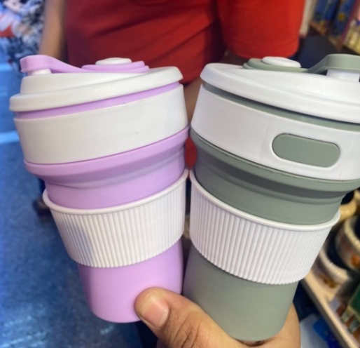 รับสกรีน แก้วน้ำซีลิโคนพับเก็บได้ ยืดหดได้ แก้วกาแฟ พกพาสะดวกจัดเก็บง่าย 