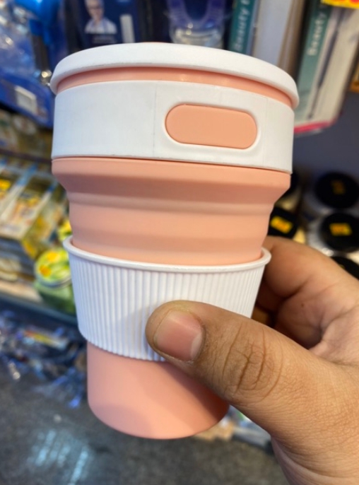 รับสกรีน แก้วน้ำซีลิโคนพับเก็บได้ ยืดหดได้ แก้วกาแฟ พกพาสะดวกจัดเก็บง่าย 