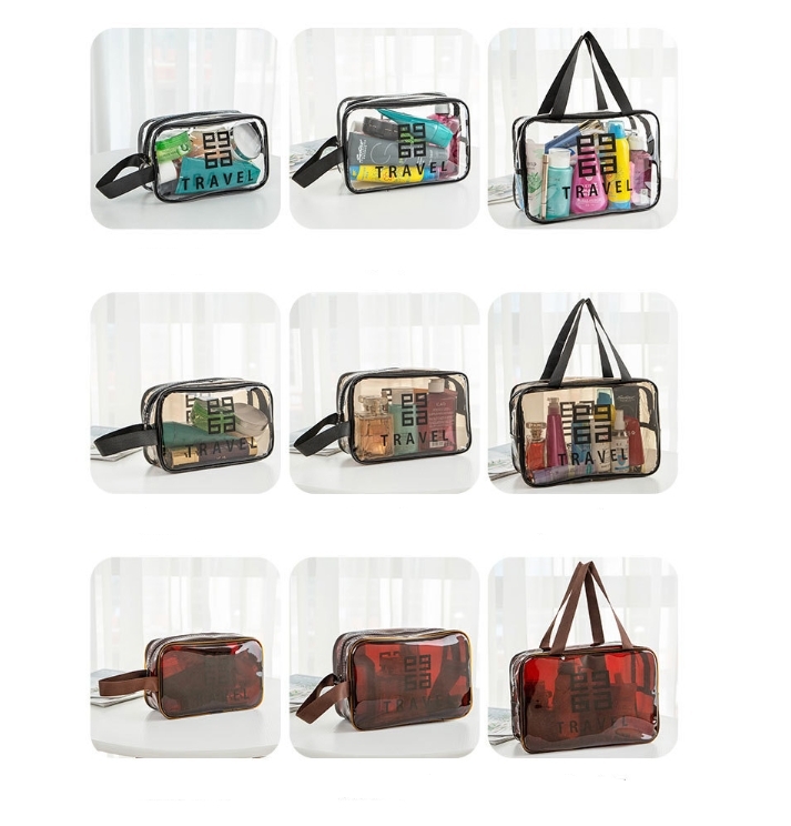 set3ใบ กระเป๋าใสกันน้ำ กระเป๋าPVC กระเป๋าอเนกประสงค์ รับผลิตกระเป๋า ตัดเย็บกระเป๋า