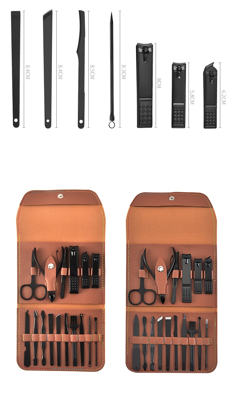 ชุดกรรไกรตัดเล็บชุดหนัง ชุดตัดเล็บ ตัดเล็บ กรรไกรตัดเล็บ ตัดเล็บ แต่งคิ้ว ตัดขนจมูก ครบเช็ตคุณภาพดี nail tools สกรีนโลโก้