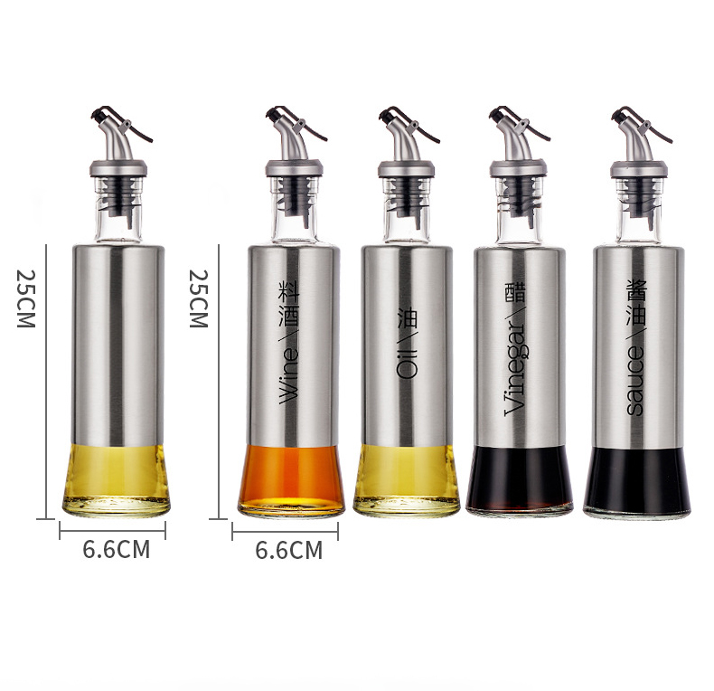 ขวดใส่เครื่องปรุง 300mL ขวดน้ำมัน ขวดใส่น้ำมัน ขวดน้ำมันสแตนเลส ที่ใส่เครื่องปรุง ขวดแก้วใส่น้ำมัน