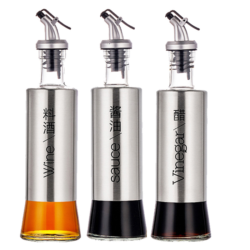 ขวดใส่เครื่องปรุง 300mL ขวดน้ำมัน ขวดใส่น้ำมัน ขวดน้ำมันสแตนเลส ที่ใส่เครื่องปรุง ขวดแก้วใส่น้ำมัน