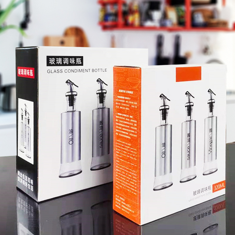 ขวดใส่น้ำมัน 200-600 mL ขวดน้ำมัน ขวดน้ำมันสแตนเลส ที่ใส่เครื่องปรุง ขวดแก้วใส่น้ำมัน