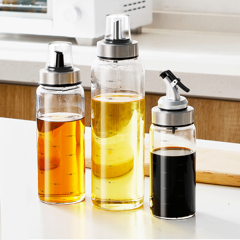ขวดใส่น้ำมัน 200-600 mL ขวดน้ำมัน ขวดน้ำมันสแตนเลส ที่ใส่เครื่องปรุง ขวดแก้วใส่น้ำมัน