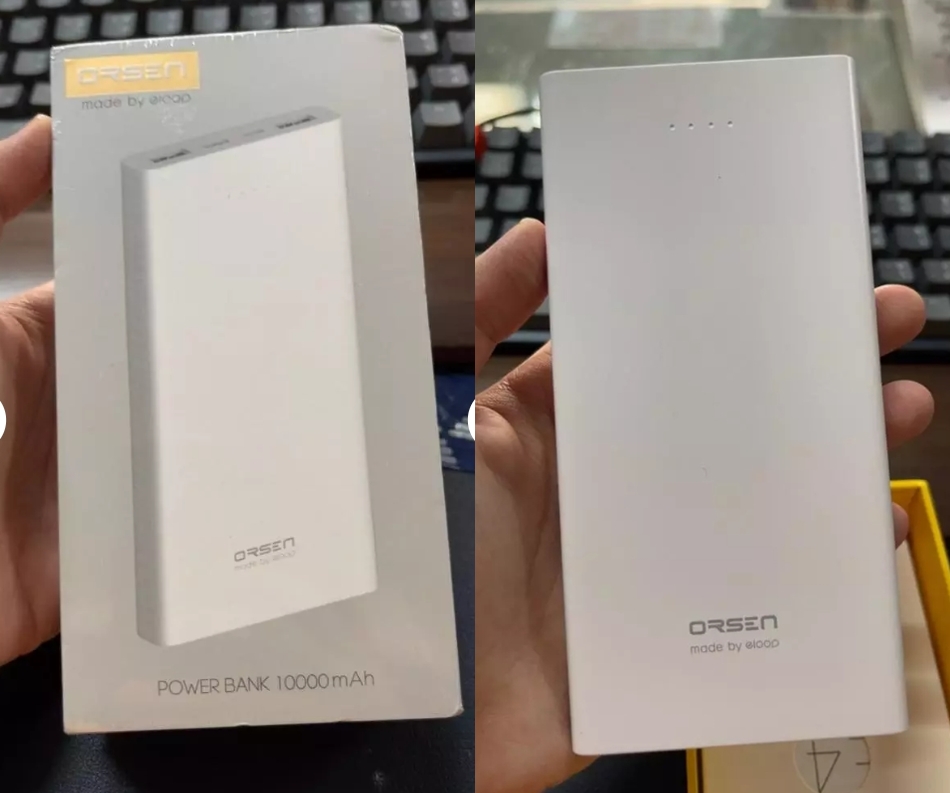 รับสกรีนโลโก้ แบตสำรอง 10000mAh Power Bank  Eloop by Orsen E41 ของแท้ powerbank แบตสำรอง