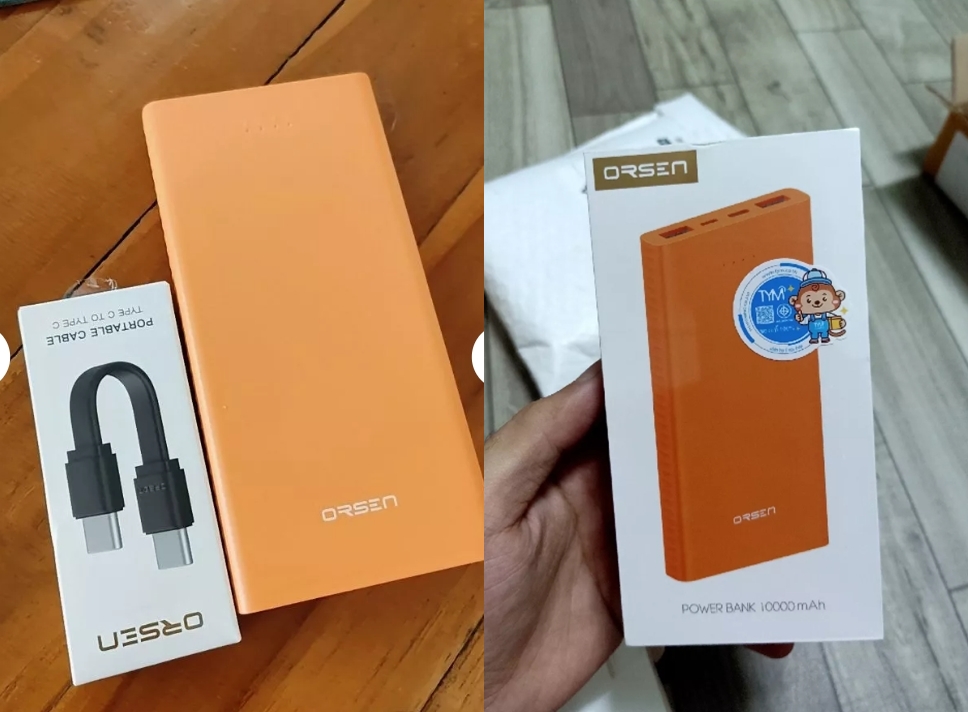 รับสกรีนโลโก้ แบตสำรอง 10000mAh Power Bank  Eloop by Orsen E41 ของแท้ powerbank แบตสำรอง