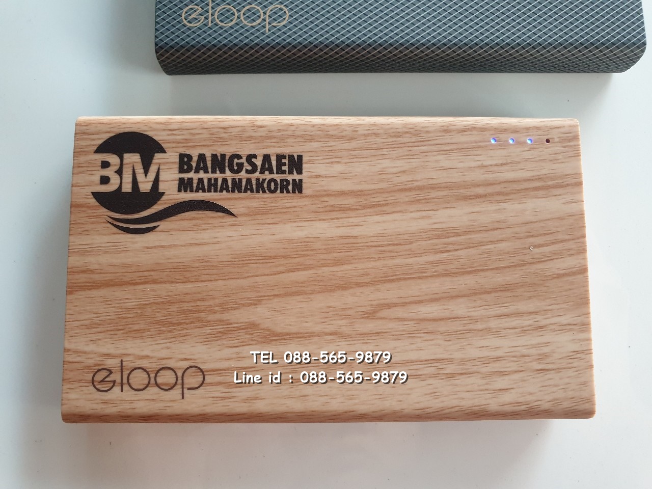 รับสกรีน powerbank แบตสำรอง รุ่น eloop e12 ลายเคฟล่า และ ลายไม้