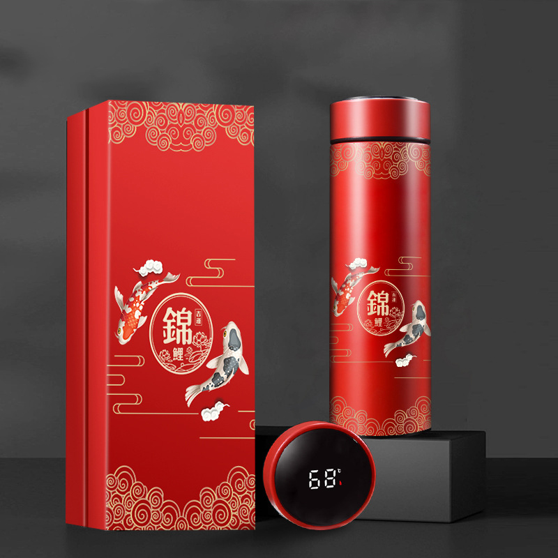 รับผลิตของขวัญวันตรุษจีน แก้วลายปลาคราฟ แก้วลายญี่ปุ่น แก้วฮ่องเต้ แก้วฮองเฮา แก้วลายจีน กระบอกน้ำ แก้วเก็บความร้อน-เย็น สแตนเลส 304 ความจุ 500ml-520ml
