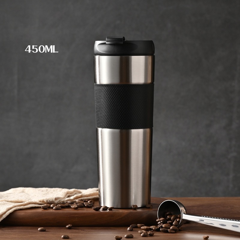 รับสกรีนโลโก้แก้วน้ำทรงสปอร์ต 450ML แก้วเก็บความร้อน-เย็น สแตนเลส 304