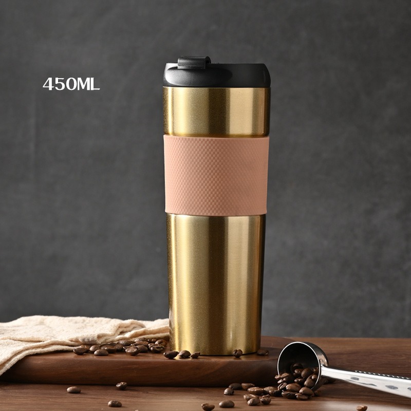 รับสกรีนโลโก้แก้วน้ำทรงสปอร์ต 450ML แก้วเก็บความร้อน-เย็น สแตนเลส 304