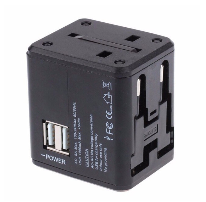 รับสกรีน Universal Adapter All in Oneปลั๊กไฟ Dual USB ใช้ได้ทั่วโลก US/UK/EU/AUปลั๊กไฟใช้ได้ทั่วโลกมากกว่า150ประเทศ