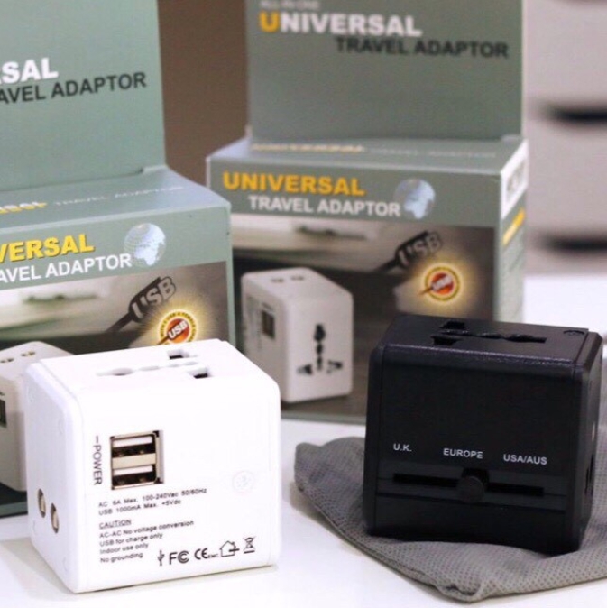 รับสกรีน Universal Adapter All in Oneปลั๊กไฟ Dual USB ใช้ได้ทั่วโลก US/UK/EU/AUปลั๊กไฟใช้ได้ทั่วโลกมากกว่า150ประเทศ