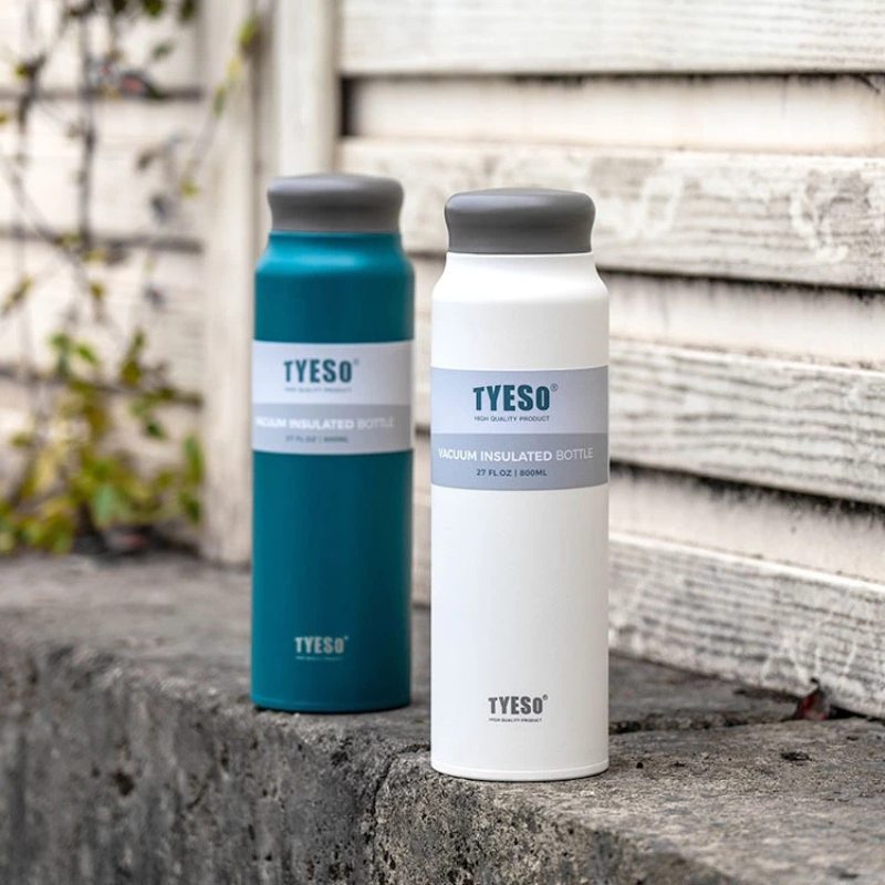 TYESO ขวดน้ำสุญญากาศสองชั้น ความจุขนาดใหญ่ ขนาด 800 ml กระบอกน้ำเก็บความเย็น ขวดน้ำสแตนเลส