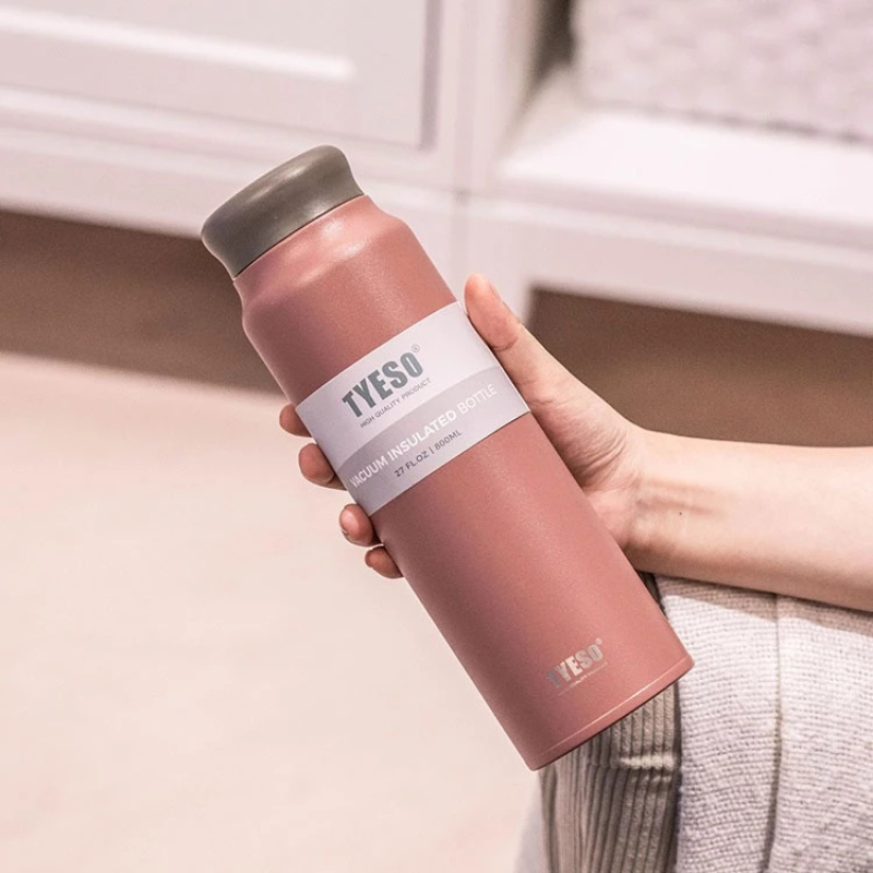 TYESO ขวดน้ำสุญญากาศสองชั้น ความจุขนาดใหญ่ ขนาด 800 ml กระบอกน้ำเก็บความเย็น ขวดน้ำสแตนเลส