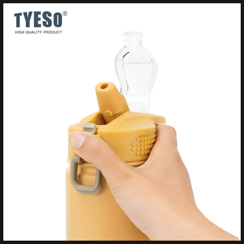 TYESO ขวดน้ำเก็บอุณหภูมิร้อนเย็น มีหลอดในตัว ขวดน้ำสแตนเลส 304 ขนาด 600750 ml ขวดน้ำเก็บอุณหภูมิ