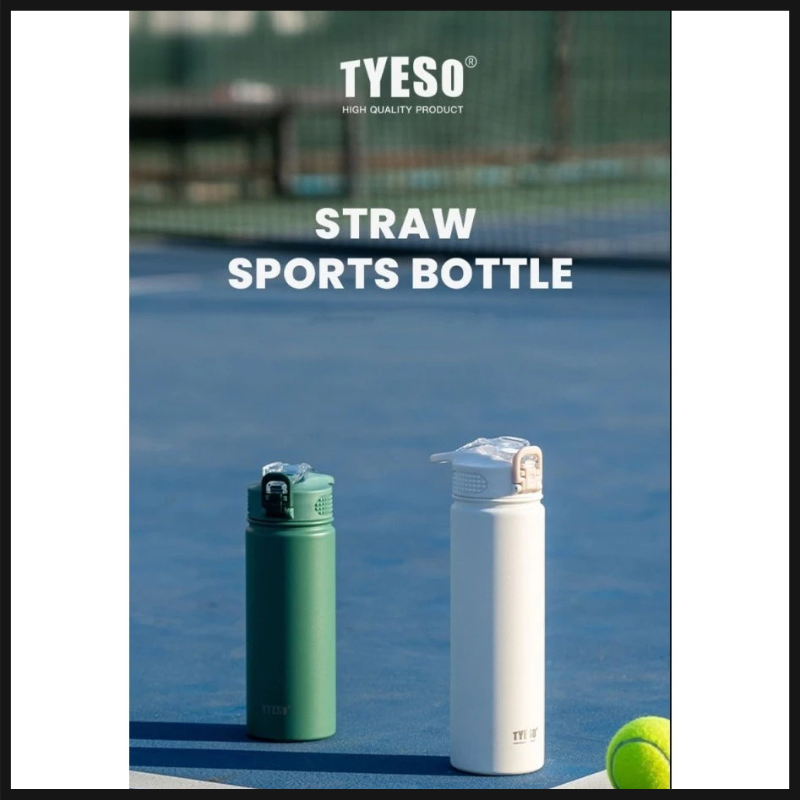 TYESO ขวดน้ำเก็บอุณหภูมิร้อนเย็น มีหลอดในตัว ขวดน้ำสแตนเลส 304 ขนาด 600750 ml ขวดน้ำเก็บอุณหภูมิ