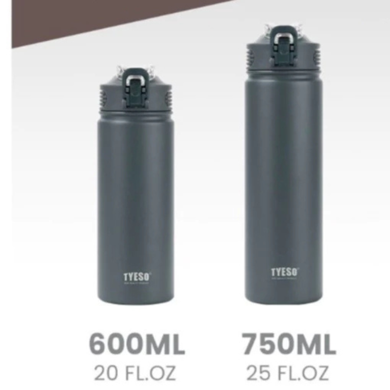 TYESO ขวดน้ำเก็บอุณหภูมิร้อนเย็น มีหลอดในตัว ขวดน้ำสแตนเลส 304 ขนาด 600750 ml ขวดน้ำเก็บอุณหภูมิ