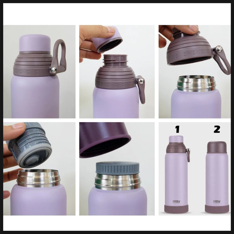 TYESO กระบอกน้ำร้อน กระติกน้ำเย็น สองฝา ขนาด 530750 ml กระบอกน้ำเก็บอุณหภูมิ แก้วน้ำสเตนเลส