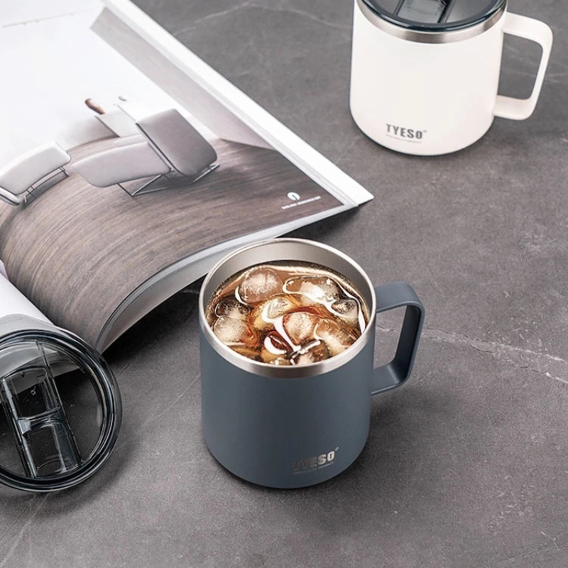TYESO Mug แก้วกาแฟสุญญากาศ เก็บอุณหภูมิร้อน-เย็น มีฉนวนกันความร้อนและเย็น ขนาด 400 ml13 oz