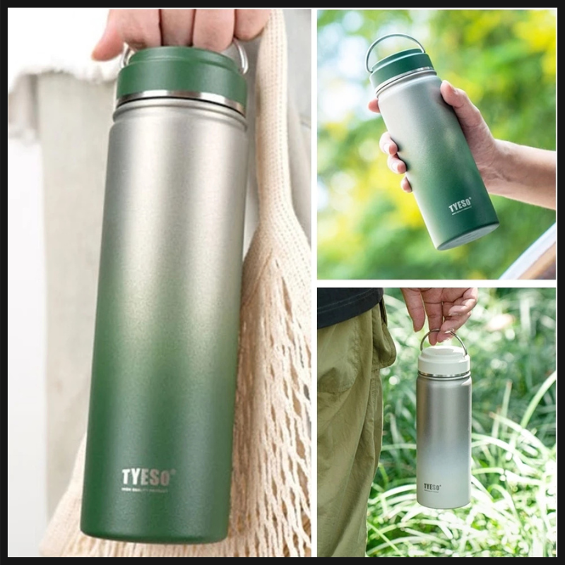 TYESO ขวดเก็บอุณหภูมิ สีใหม่ เมทัลลิค-ทูโทน กระบอกน้ำเก็บความเย็น ขนาด 530750 ml