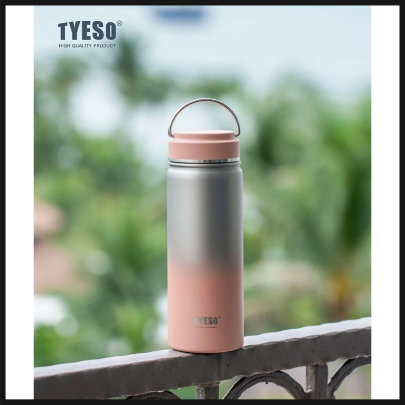 TYESO ขวดเก็บอุณหภูมิ สีใหม่ เมทัลลิค-ทูโทน กระบอกน้ำเก็บความเย็น ขนาด 530750 ml