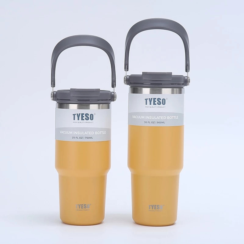 TYESO แก้วเก็บอุณหภูมิ มีหูหิ้ว มี 9 สี 5 ขนาด แก้วเก็บความร้อน แก้วสแตนเลส