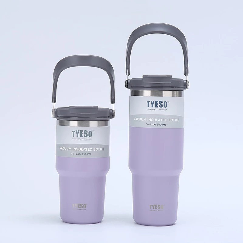 TYESO แก้วเก็บอุณหภูมิ มีหูหิ้ว มี 9 สี 5 ขนาด แก้วเก็บความร้อน แก้วสแตนเลส