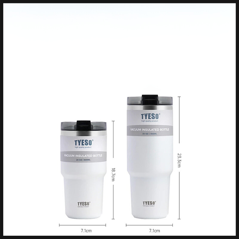 TYESO แก้วเก็บอุณหภูมิ สแตนเลส 304 เก็บความร้อนเย็น ขนาด 20 oz เหมาะมือ น้ำหนักเบา