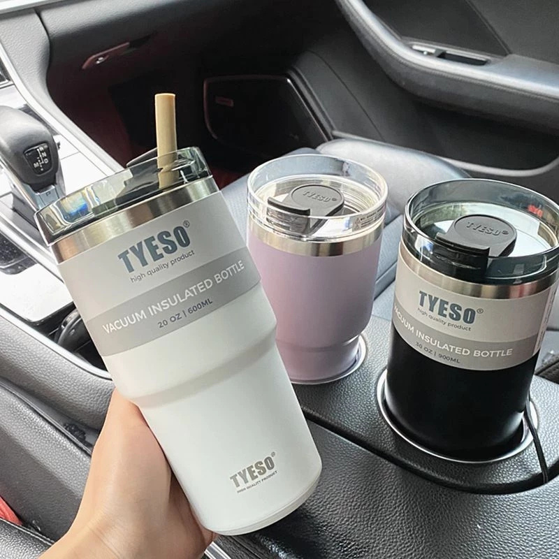 TYESO แก้วเก็บอุณหภูมิ สแตนเลส 304 เก็บความร้อนเย็น ขนาด 20 oz เหมาะมือ น้ำหนักเบา