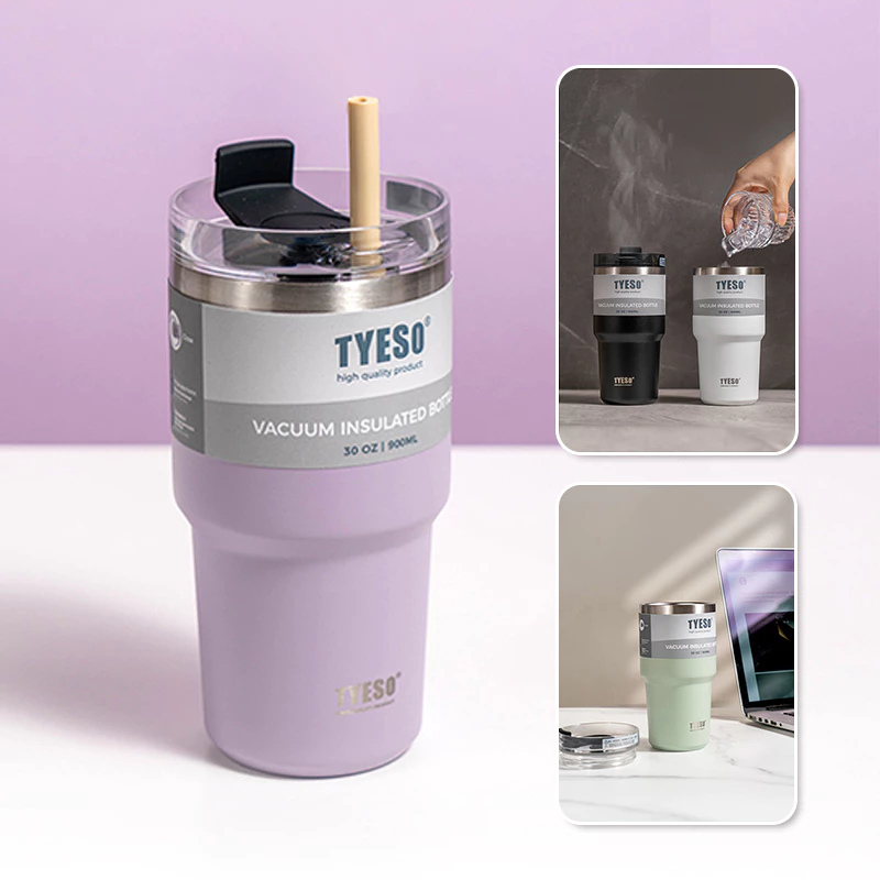 TYESO แก้วเก็บอุณหภูมิ สแตนเลส 304 เก็บความร้อนเย็น ขนาด 20 oz เหมาะมือ น้ำหนักเบา