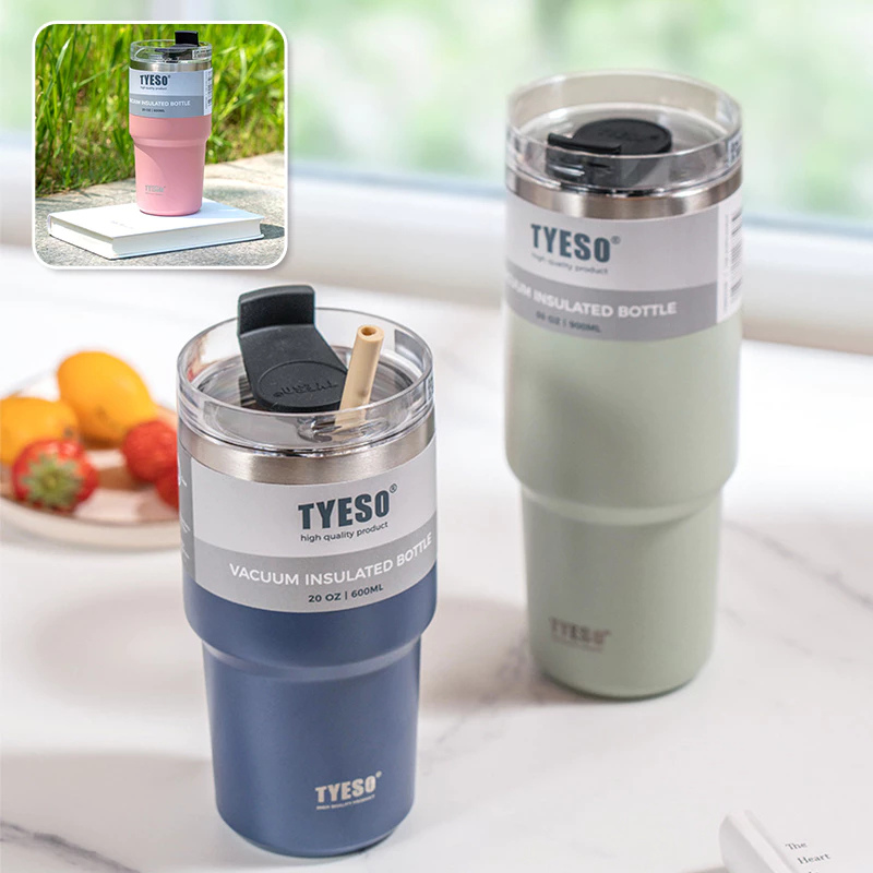 TYESO แก้วเก็บอุณหภูมิ สแตนเลส 304 เก็บความร้อนเย็น ขนาด 20 oz เหมาะมือ น้ำหนักเบา
