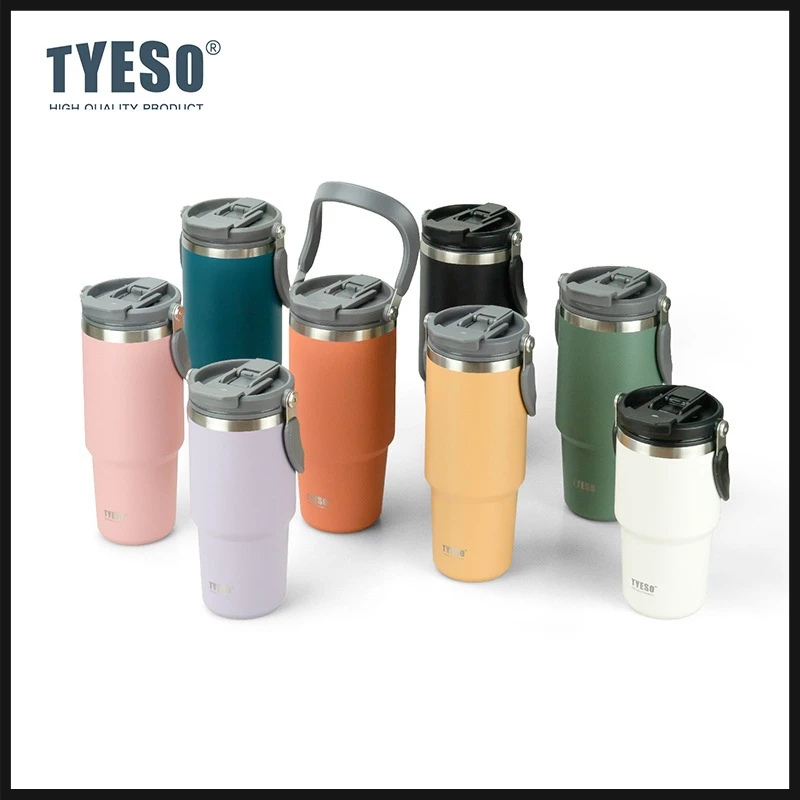 TYESO แก้วเก็บอุณหภูมิร้อน-เย็น รุ่นมีหูหิ้วพร้อมหลอด มีให้เลือก 5 ขนาด แก้วเก็บอุณหภูมิ