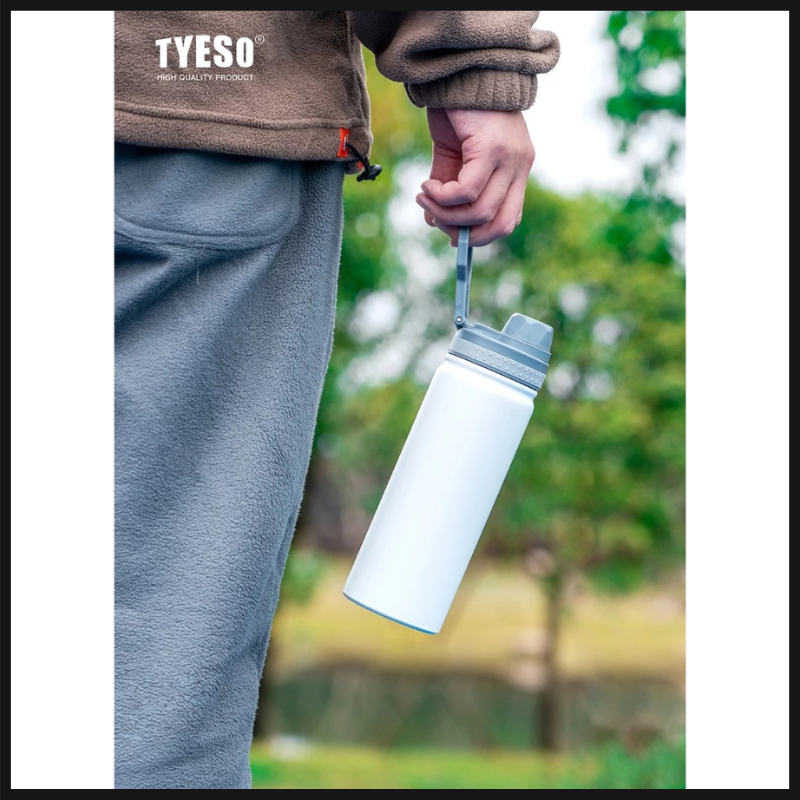 TYESO กระติกสแตนเลส ฝาเปิดปิดยกดื่ม มีที่หิ้ว มี 5 สีให้เลือก เก็บอุณหภูมิร้อน-เย็น ขนาด 530-750