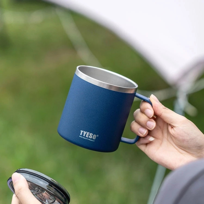 TYESO แก้วกาแฟ แก้วเก็บอุณหภูมิ รุ่น Mug พร้อมที่จับและฝาปิด ขนาด 400 ml แก้วน้ำร้อนฉนวนสุญญากาศ
