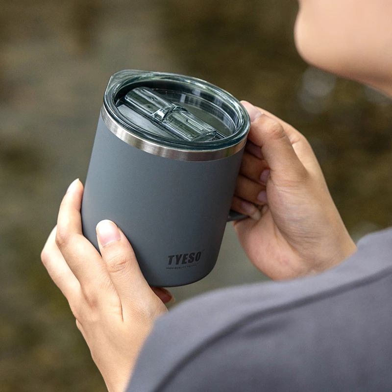 TYESO แก้วกาแฟ แก้วเก็บอุณหภูมิ รุ่น Mug พร้อมที่จับและฝาปิด ขนาด 400 ml แก้วน้ำร้อนฉนวนสุญญากาศ