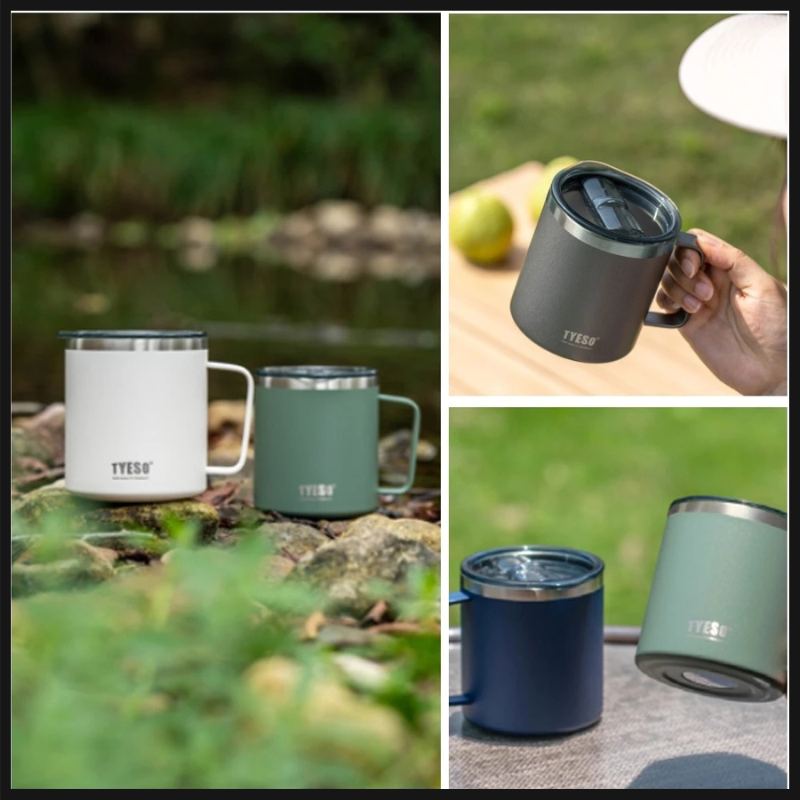 TYESO แก้วกาแฟ แก้วเก็บอุณหภูมิ รุ่น Mug พร้อมที่จับและฝาปิด ขนาด 400 ml แก้วน้ำร้อนฉนวนสุญญากาศ