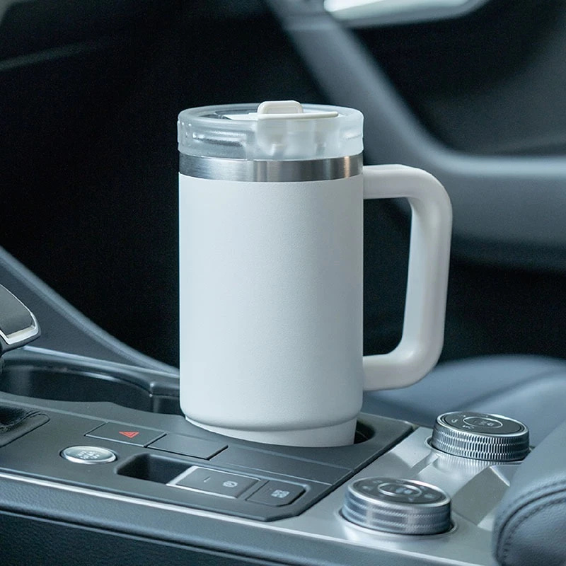 TYESO HANDLE TUMBLER แก้วน้ำสุญญากาศ เก็บความเย็นและร้อน พร้อมหูจับและหลอดดูด ขนาด 3040 oz มี 16 สี