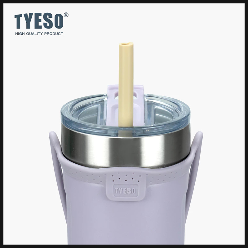 TYESO แก้วเก็บอุณหภูมิ แก้วน้ำสเตนเลส มีฉนวนกันความร้อน พร้อมสายคล้อง ขนาด 550 มล. 710 มล.