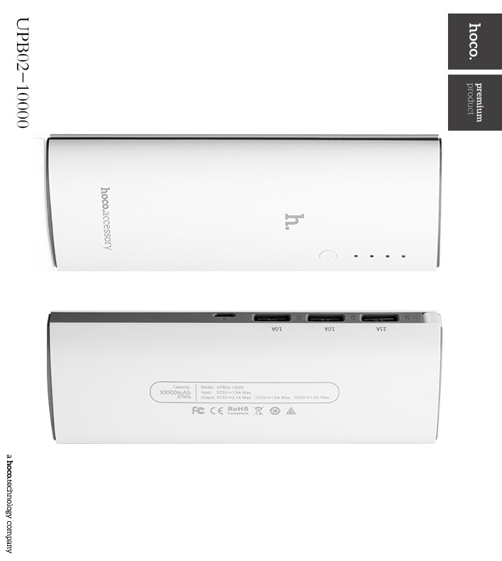 Hoco แบตเตอรี่สำรอง power bank 10000mAh  รุ่น hoco upb02-10000