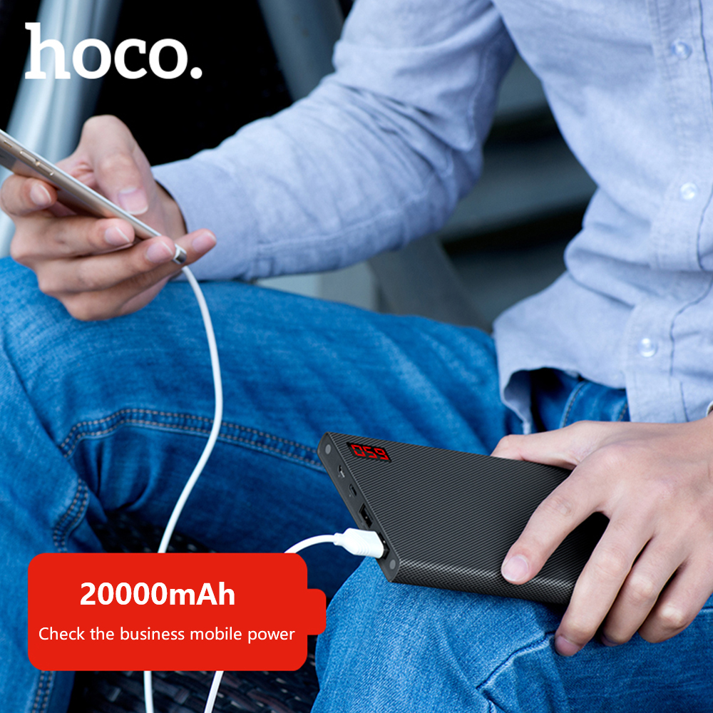 hoco แบตเตอรี่สำรอง power bank 20000 mah รุ่น hoco B17A-20000 CARBON FIBER POWER BANK