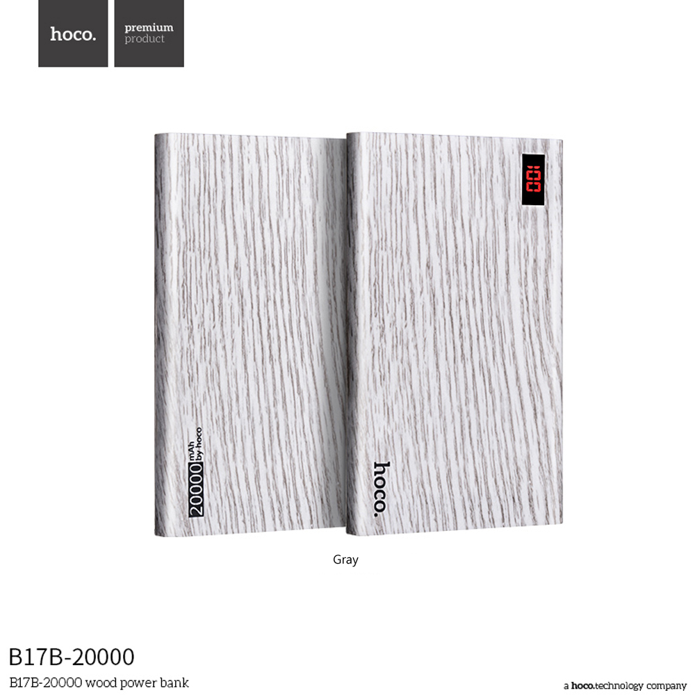 hoco แบตเตอรี่สำรอง power bank 20000 mah รุ่น hoco B17B-20000 WOOD POWER BANK