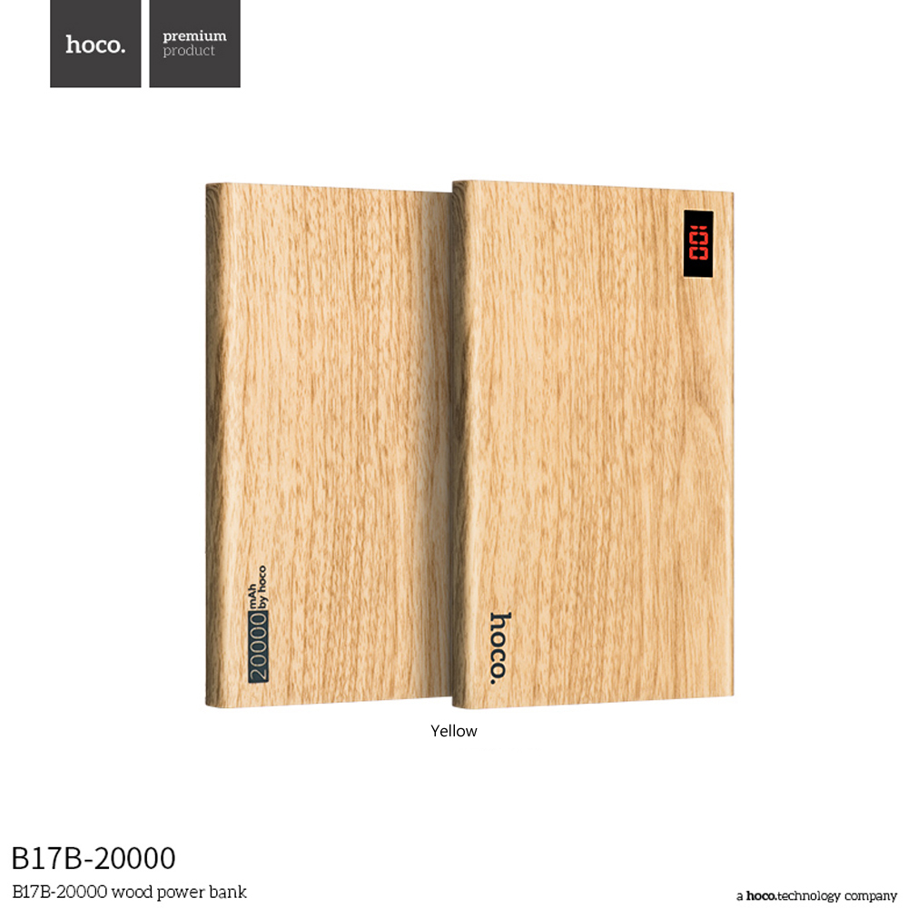 hoco แบตเตอรี่สำรอง power bank 20000 mah รุ่น hoco B17B-20000 WOOD POWER BANK
