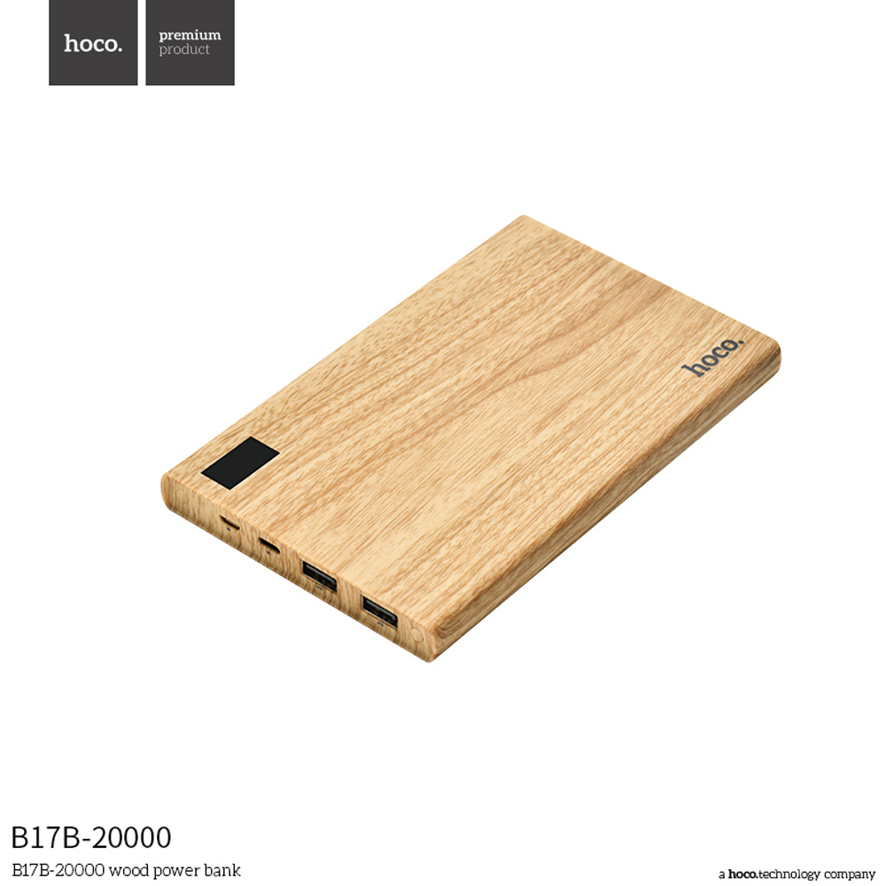 hoco แบตเตอรี่สำรอง power bank 20000 mah รุ่น hoco B17B-20000 WOOD POWER BANK