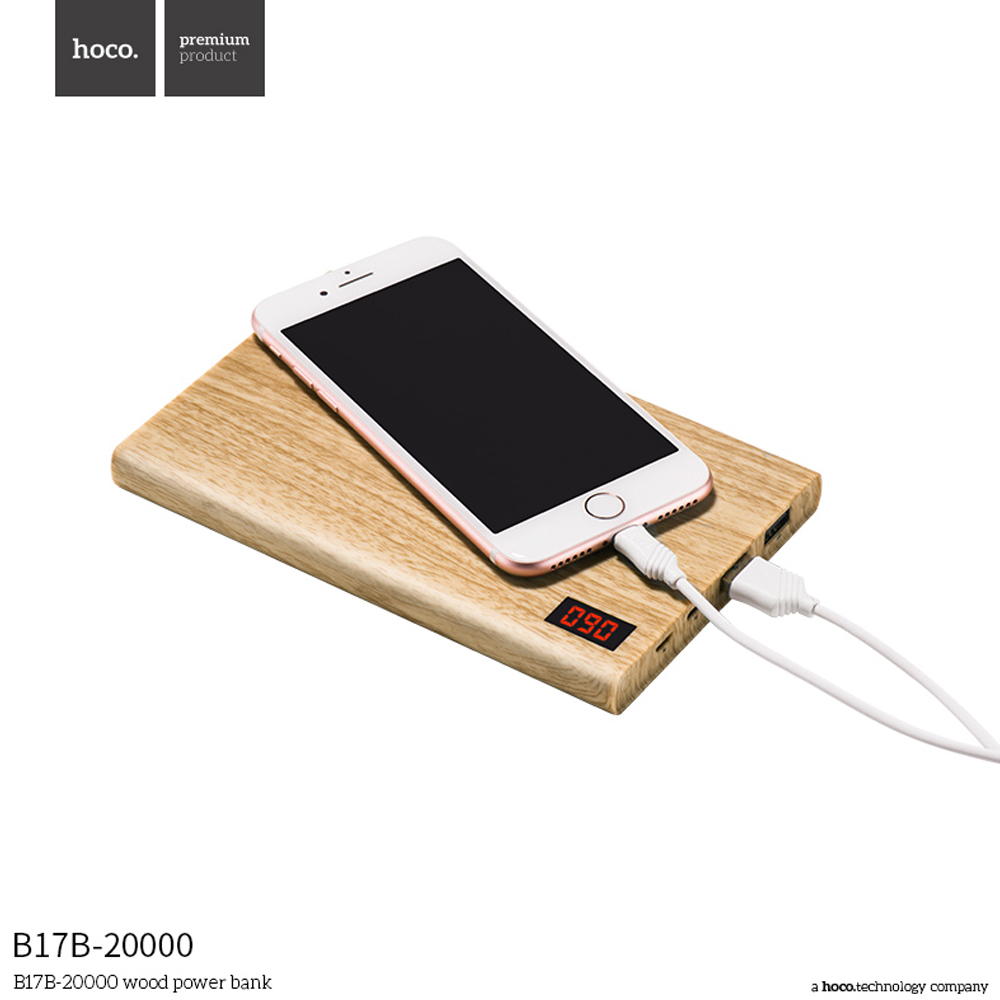 hoco แบตเตอรี่สำรอง power bank 20000 mah รุ่น hoco B17B-20000 WOOD POWER BANK