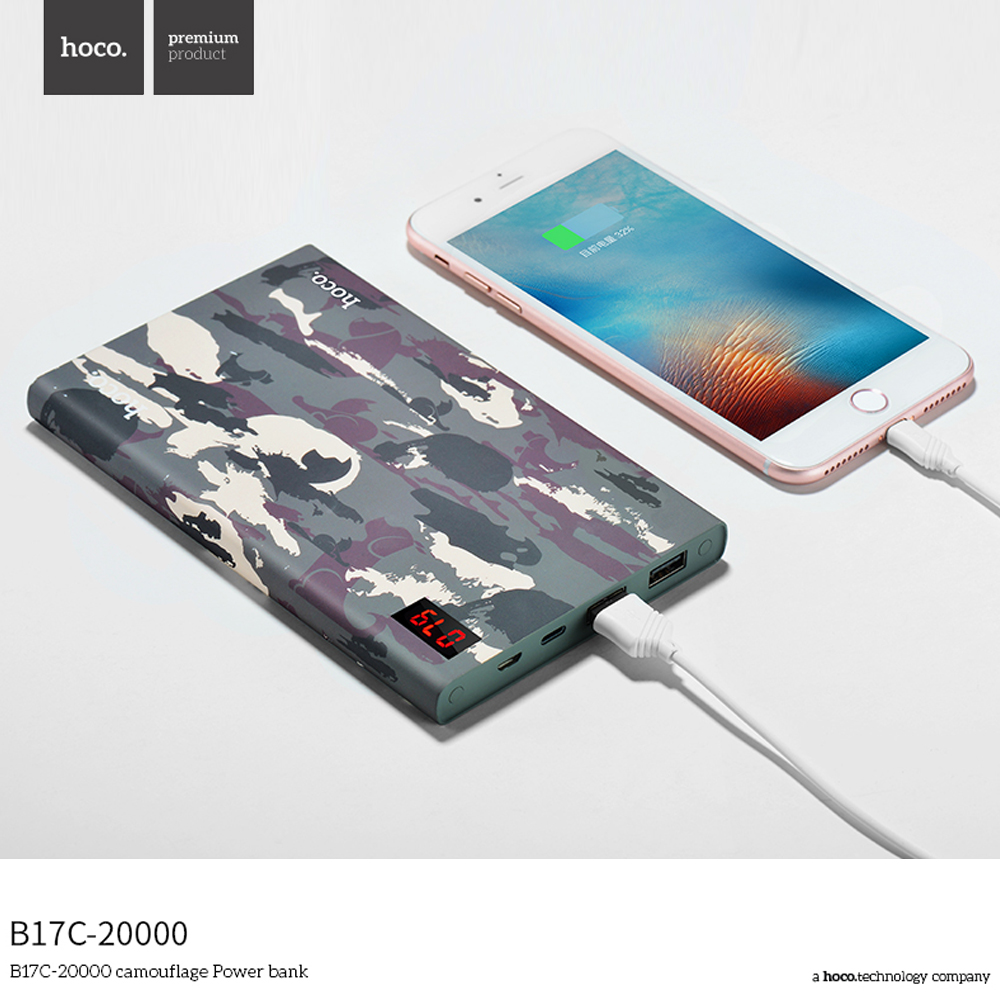 hoco แบตเตอรี่สำรอง power bank 20000 mah รุ่น hoco B17C-20000 CAMOUFLAGE POWER BANK