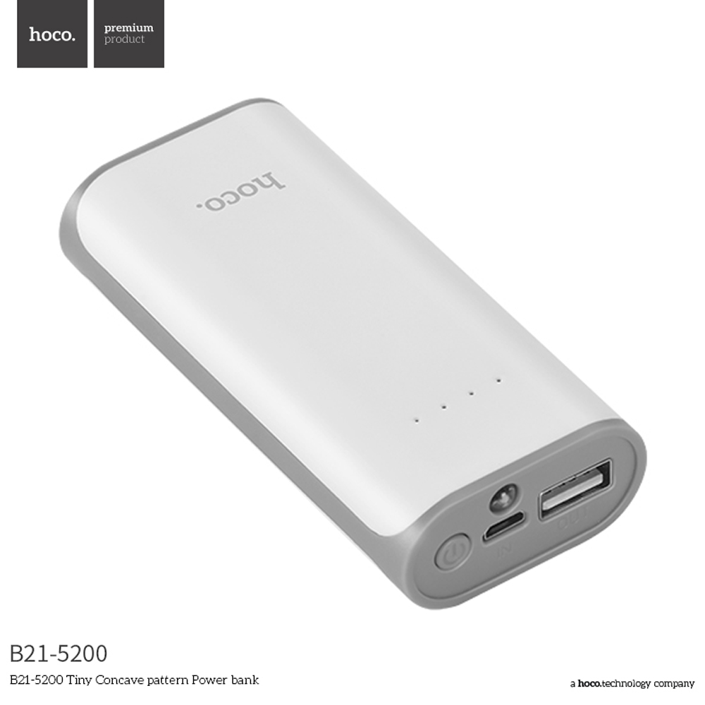 hoco แบตเตอรี่สำรอง power bank 5200mAh  รุ่น hoco B21-5200